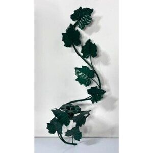 Vtg Green Metal‎ Vine Leaf Candle Holder Wall Hanging Sconce